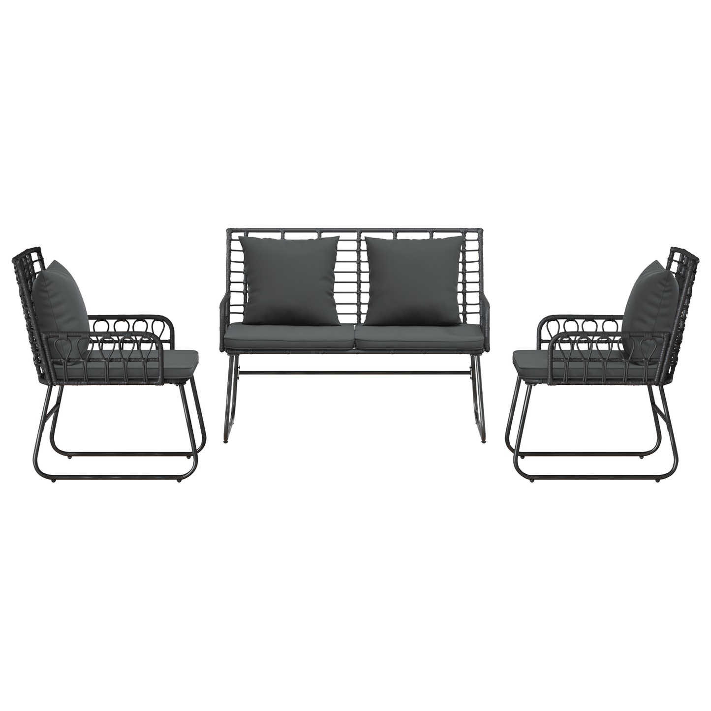 Tuin Eetset met kussen 3 pcs Zwart, Antraciet 113 x 69 x 83 cm