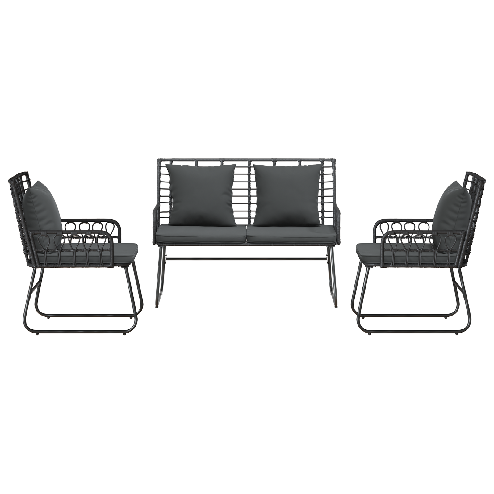 Tuin Eetset met kussen 3 pcs Zwart, Antraciet 113 x 69 x 83 cm