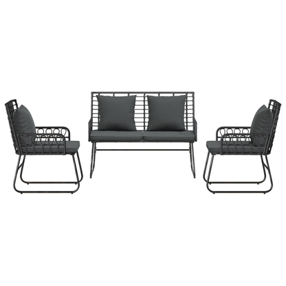 Tuin Eetset met kussen 3 pcs Zwart, Antraciet 113 x 69 x 83 cm