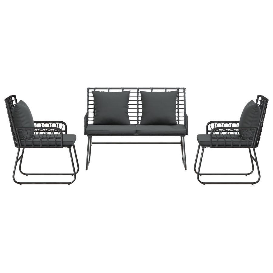 Tuin Eetset met kussen 3 pcs Zwart, Antraciet 113 x 69 x 83 cm