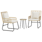 Garden dining set 3 pcs Brown and Cream poly rattan
