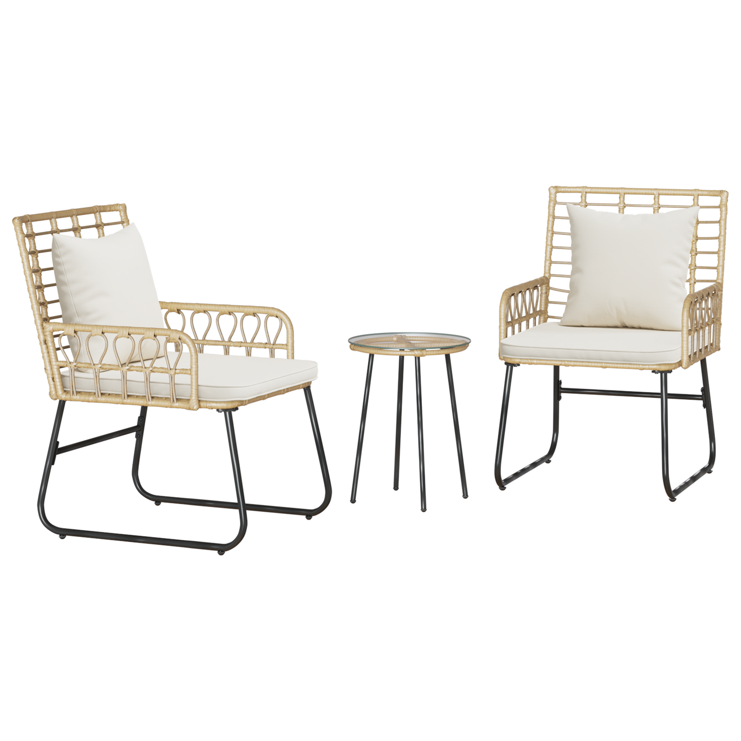 Tuin Eetset met kussen 3 pcs Zwart, Antraciet 35 x 35 x 45 cm