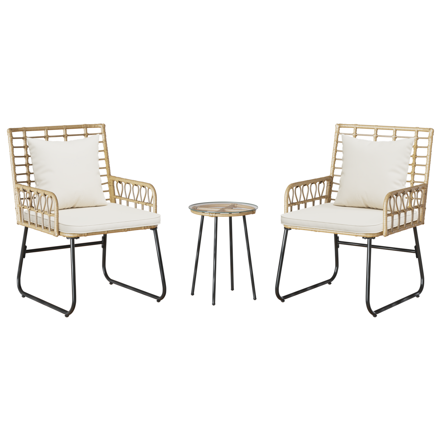 Tuin Eetset met kussen 3 pcs Zwart, Antraciet 35 x 35 x 45 cm
