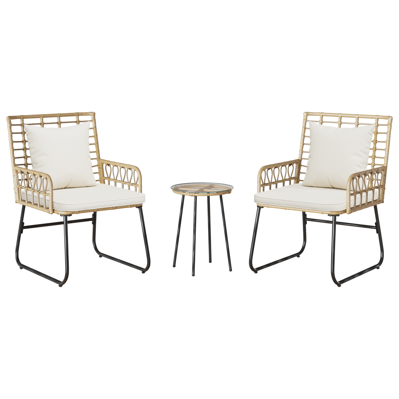 Tuin Eetset met kussen 3 pcs Zwart, Antraciet 35 x 35 x 45 cm