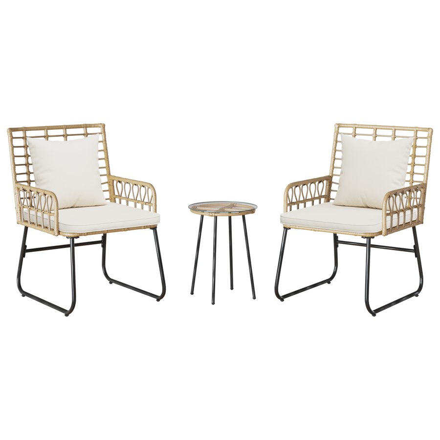 Tuin Eetset met kussen 3 pcs Zwart, Antraciet 35 x 35 x 45 cm