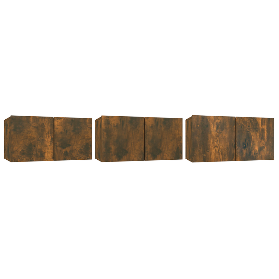 Tv-hangmeubelen 3 st 60x30x30 cm gerookt eikenkleurig