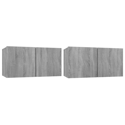 Tv-hangmeubelen 2 st 60x30x30 cm bewerkt hout grijs sonoma