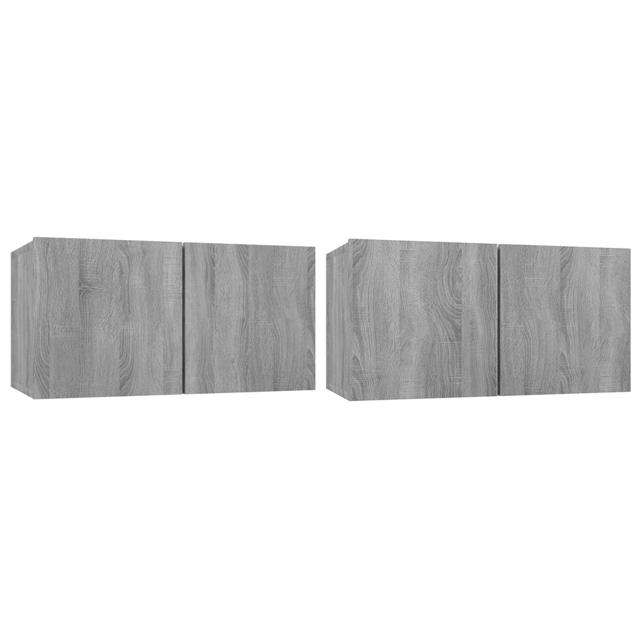 Tv-hangmeubelen 2 st 60x30x30 cm bewerkt hout grijs sonoma
