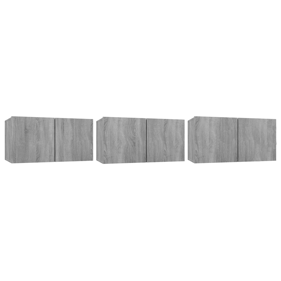 Tv-hangmeubels 3 st 60x30x30 cm bewerkt hout grijs sonoma eiken
