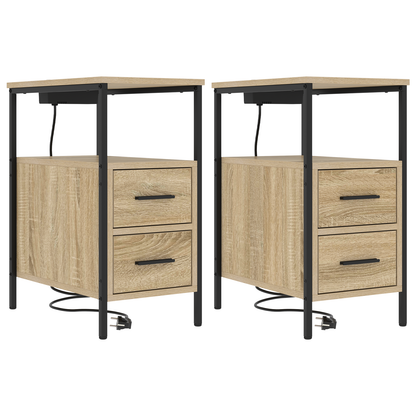 Bedside kasten 2 pcs Sonoma eiken 30 x 48 x 61 cm Bewerkt hout