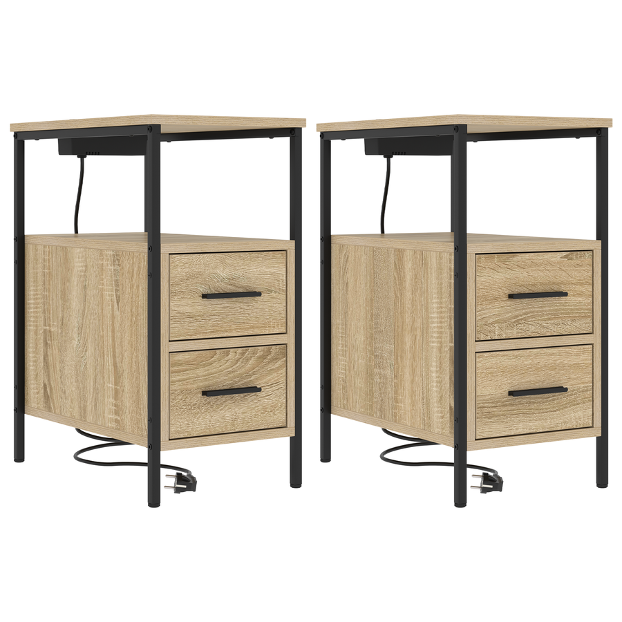 Bedside kasten 2 pcs Sonoma eiken 30 x 48 x 61 cm Bewerkt hout