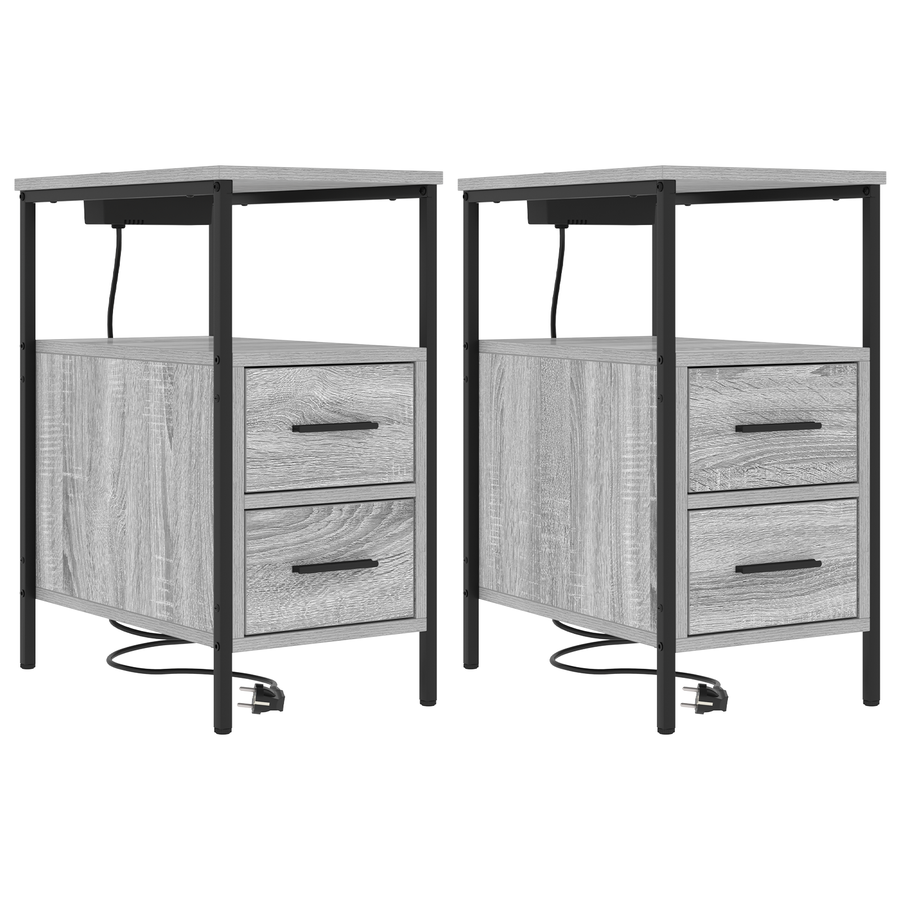 Bedside kasten 2 pcs Grijs sonoma 30 x 48 x 61 cm Bewerkt hout