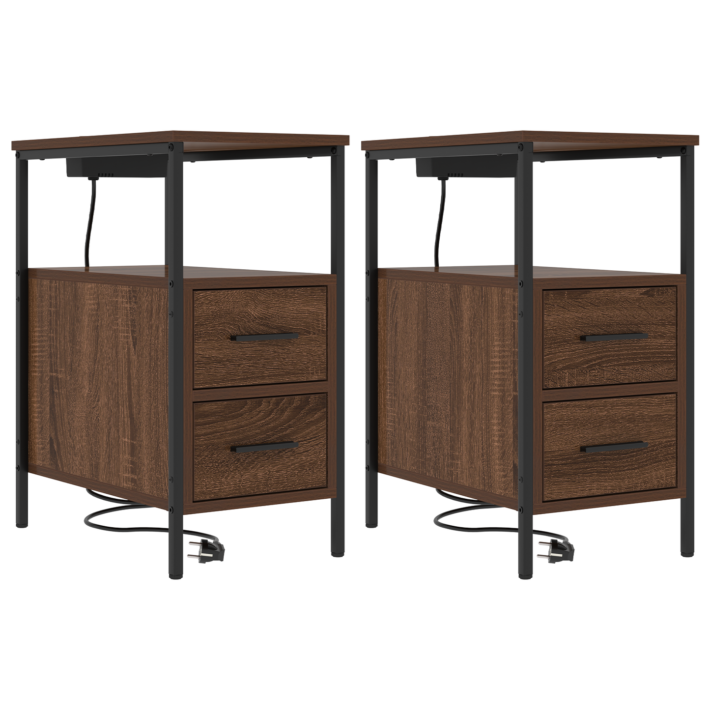 Bedside kasten met lade 2 pcs bruin eikenkleur 30 x 48 x 61 cm