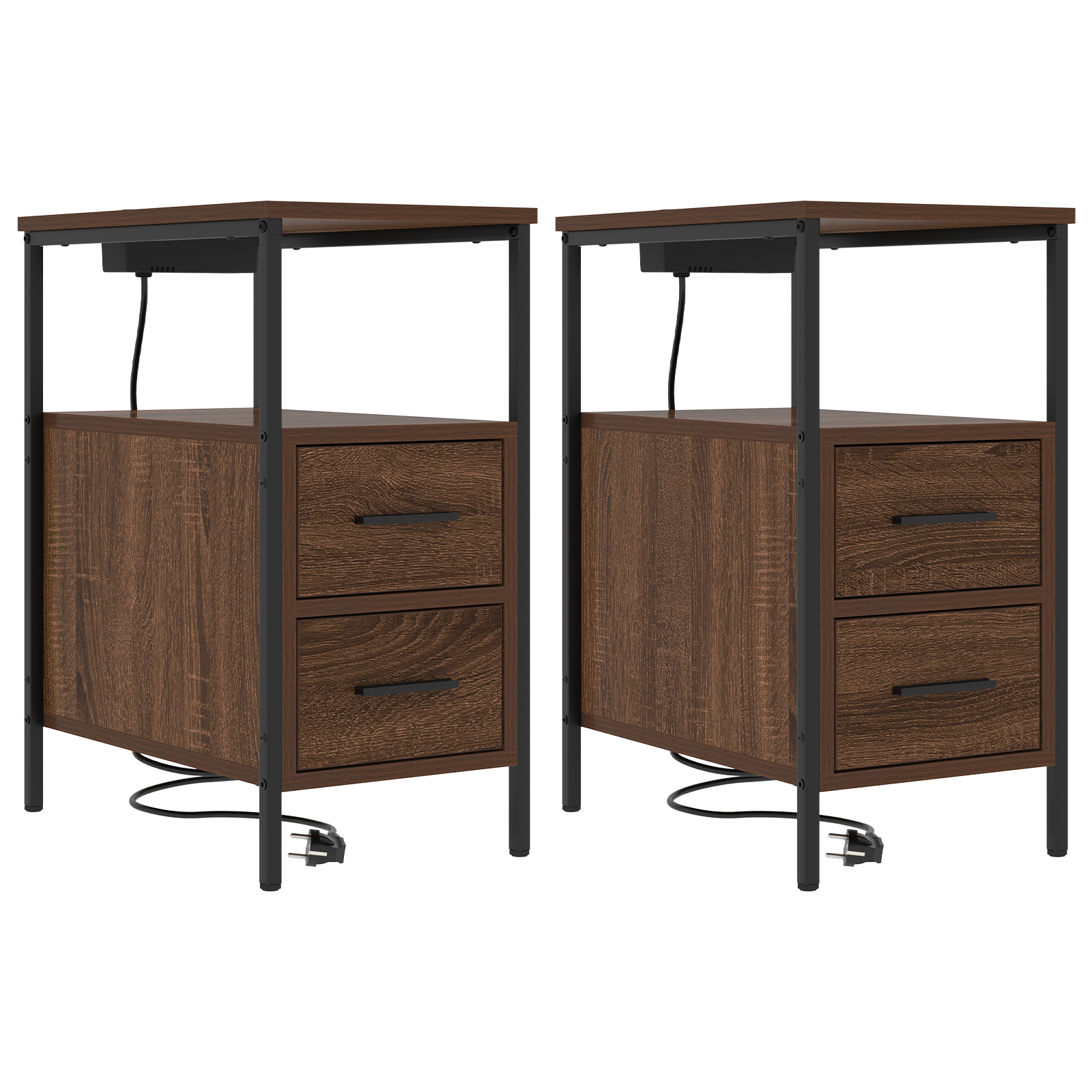 Bedside kasten met lade 2 pcs bruin eikenkleur 30 x 48 x 61 cm