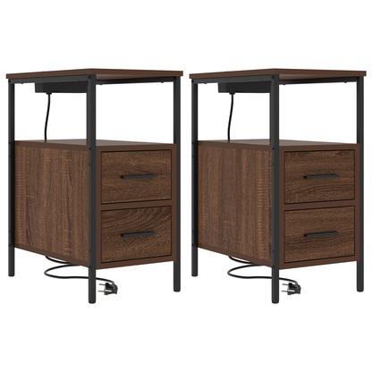 Bedside kasten met lade 2 pcs bruin eikenkleur 30 x 48 x 61 cm