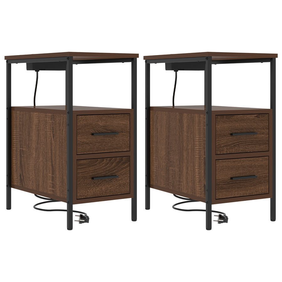 Bedside kasten met lade 2 pcs bruin eikenkleur 30 x 48 x 61 cm