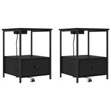 Nachtkastje met Oplaadstation 2 pcs Zwart eiken Bewerkt hout