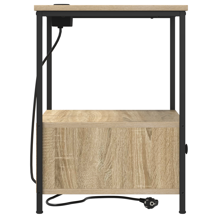 Nachtkastje met Oplaadstation 2 pcs Sonoma eiken Bewerkt hout