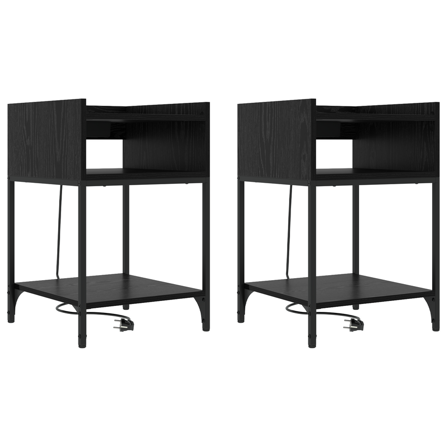 Bedside kasten 2 pcs Zwart eiken 40 x 40 x 61 cm Bewerkt hout