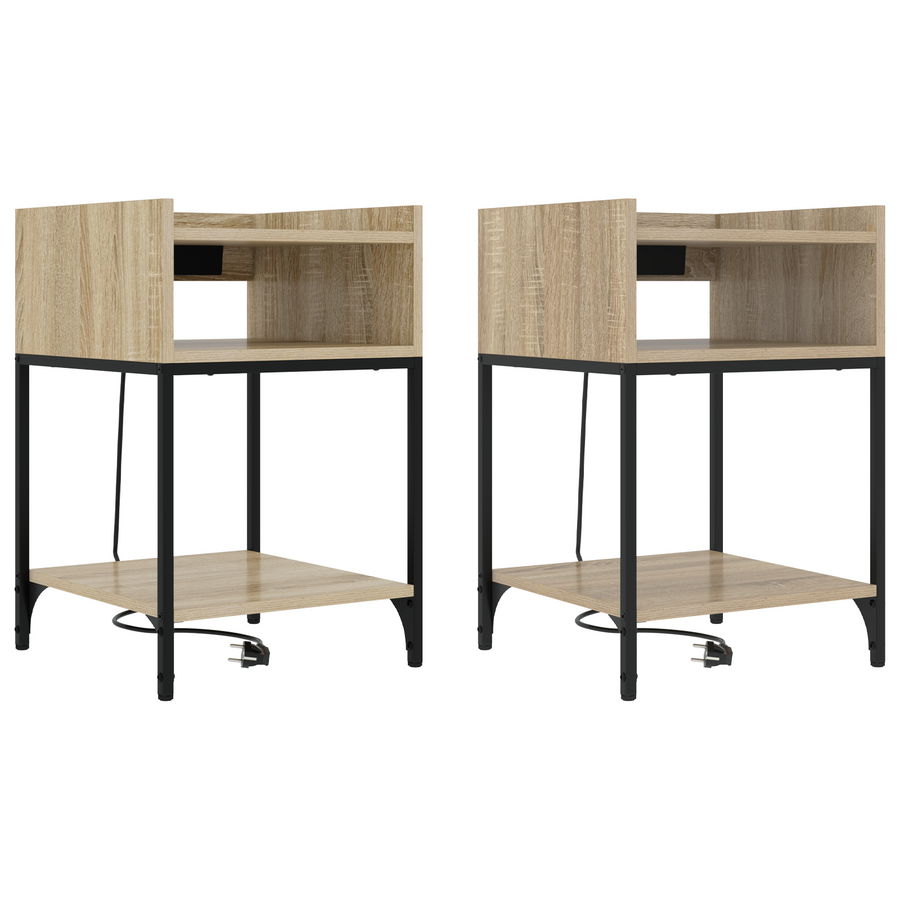Bedside kasten 2 pcs Sonoma eiken 40 x 40 x 61 cm Bewerkt hout