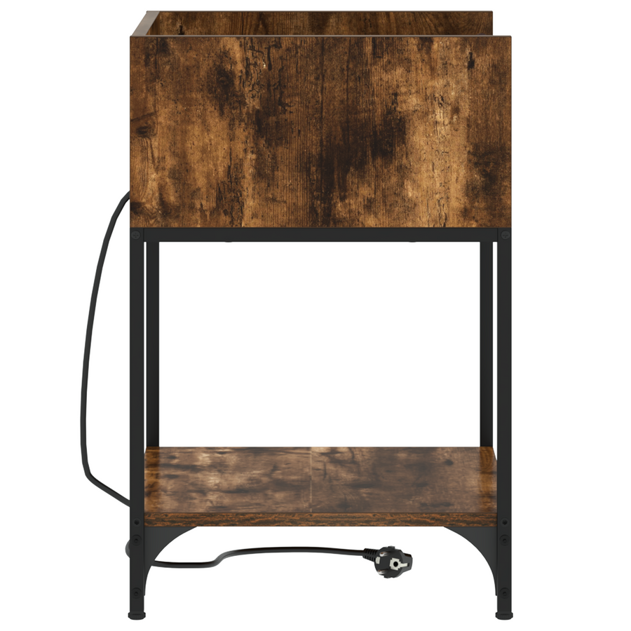 Bedside kasten 2 pcs Gerookt eiken 40 x 40 x 61 cm Bewerkt hout