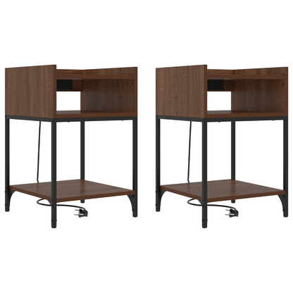 Bedside kasten met plank 2 pcs bruin eikenkleur 40 x 40 x 61 cm