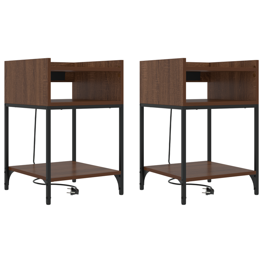 Bedside kasten met plank 2 pcs bruin eikenkleur 40 x 40 x 61 cm