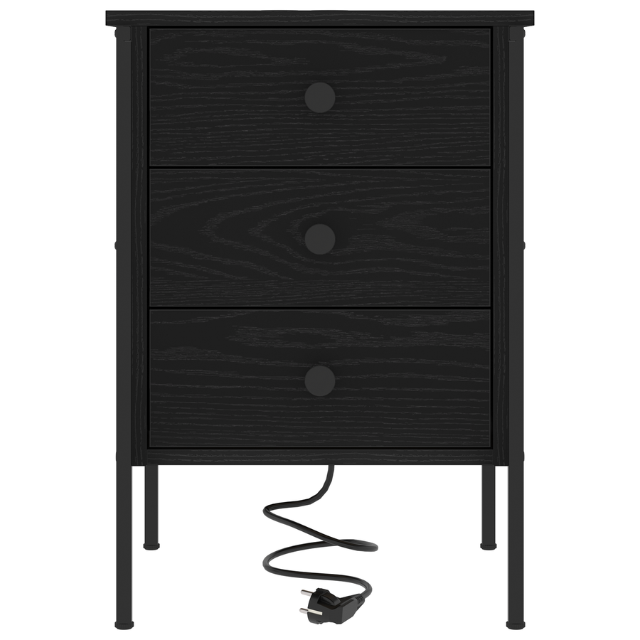 Bedside kasten 2 pcs Zwart eiken 42 x 41 x 61 cm Bewerkt hout