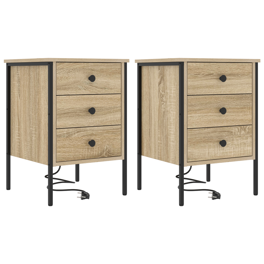 Bedside kasten 2 pcs Sonoma eiken 42 x 41 x 61 cm Bewerkt hout