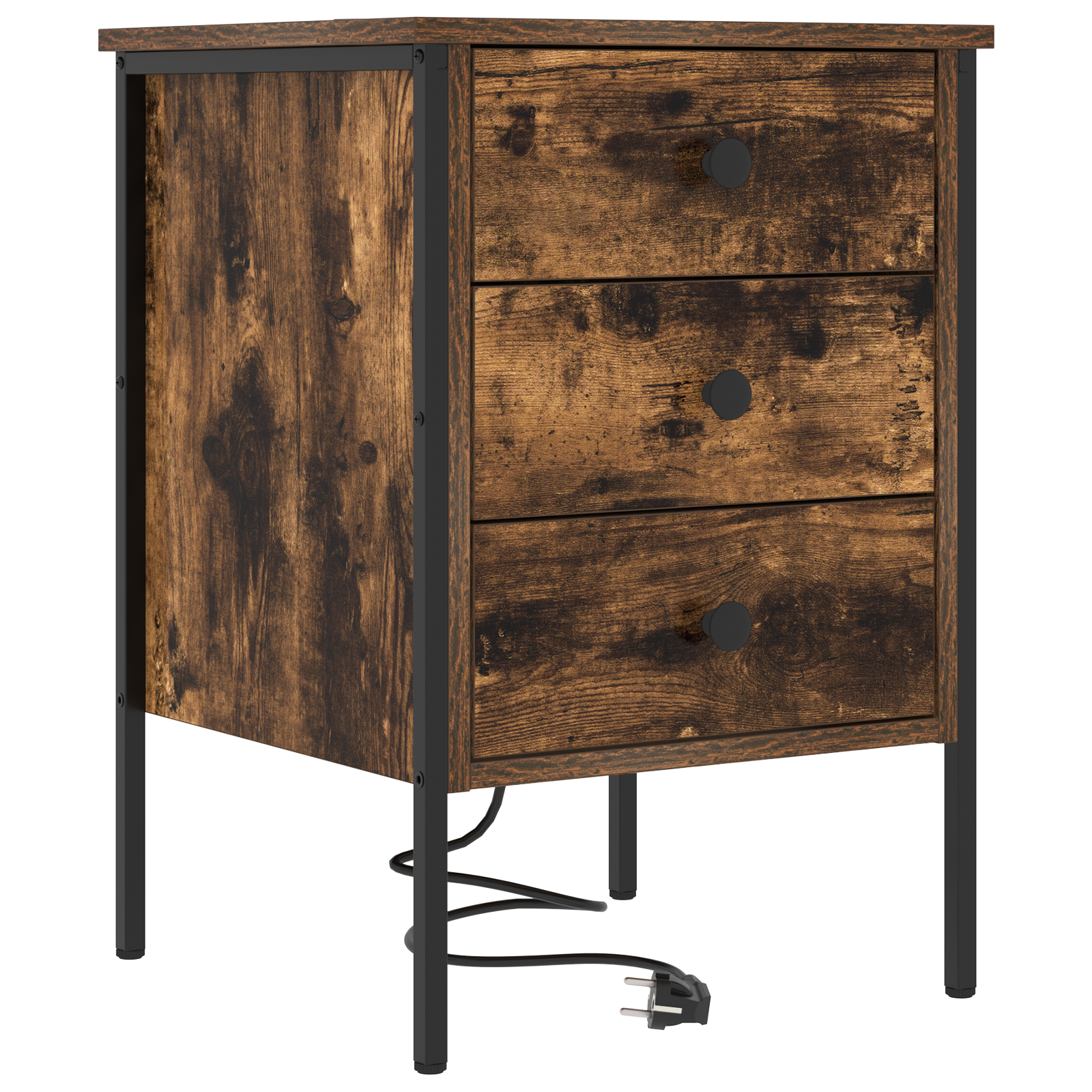 Nachtkastje met lade Gerookt eiken 42 x 41 x 61 cm Bewerkt hout
