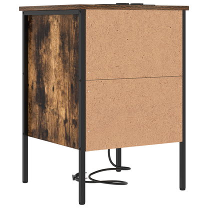 Nachtkastje met lade Gerookt eiken 42 x 41 x 61 cm Bewerkt hout