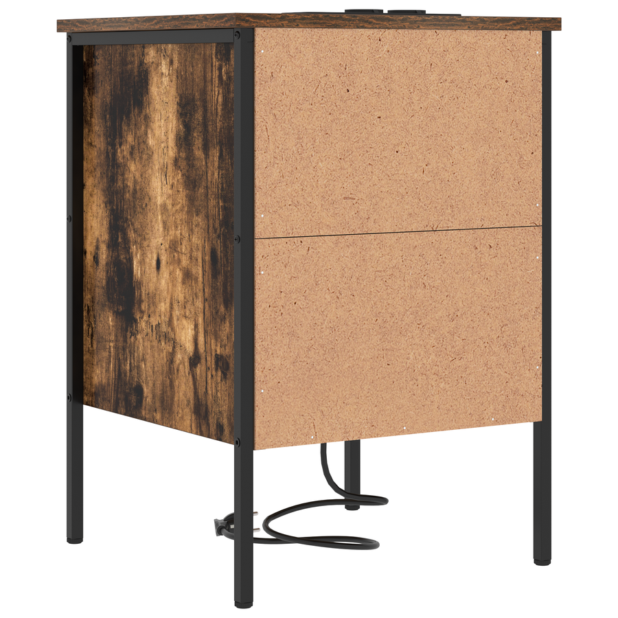 Nachtkastje met lade Gerookt eiken 42 x 41 x 61 cm Bewerkt hout