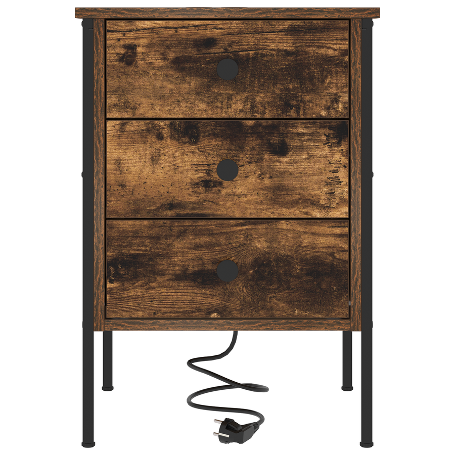 Nachtkastje met lade Gerookt eiken 42 x 41 x 61 cm Bewerkt hout