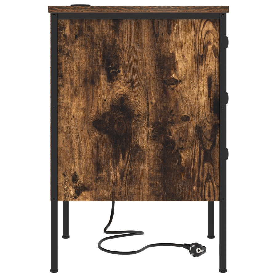 Bedside kasten 2 pcs Gerookt eiken 42 x 41 x 61 cm Bewerkt hout