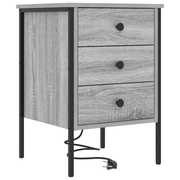 Nachtkastje grijs 42x41x61 cm bewerkt hout