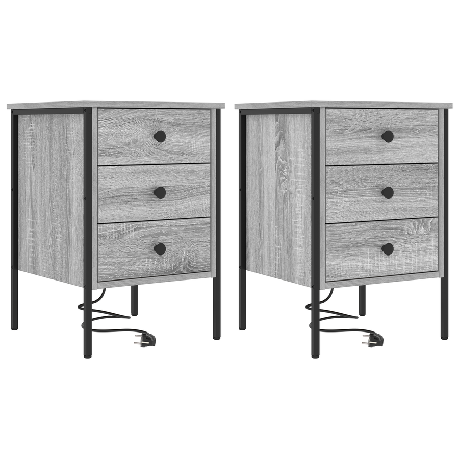 Bedside kasten 2 pcs Grijs sonoma 42 x 41 x 61 cm Bewerkt hout