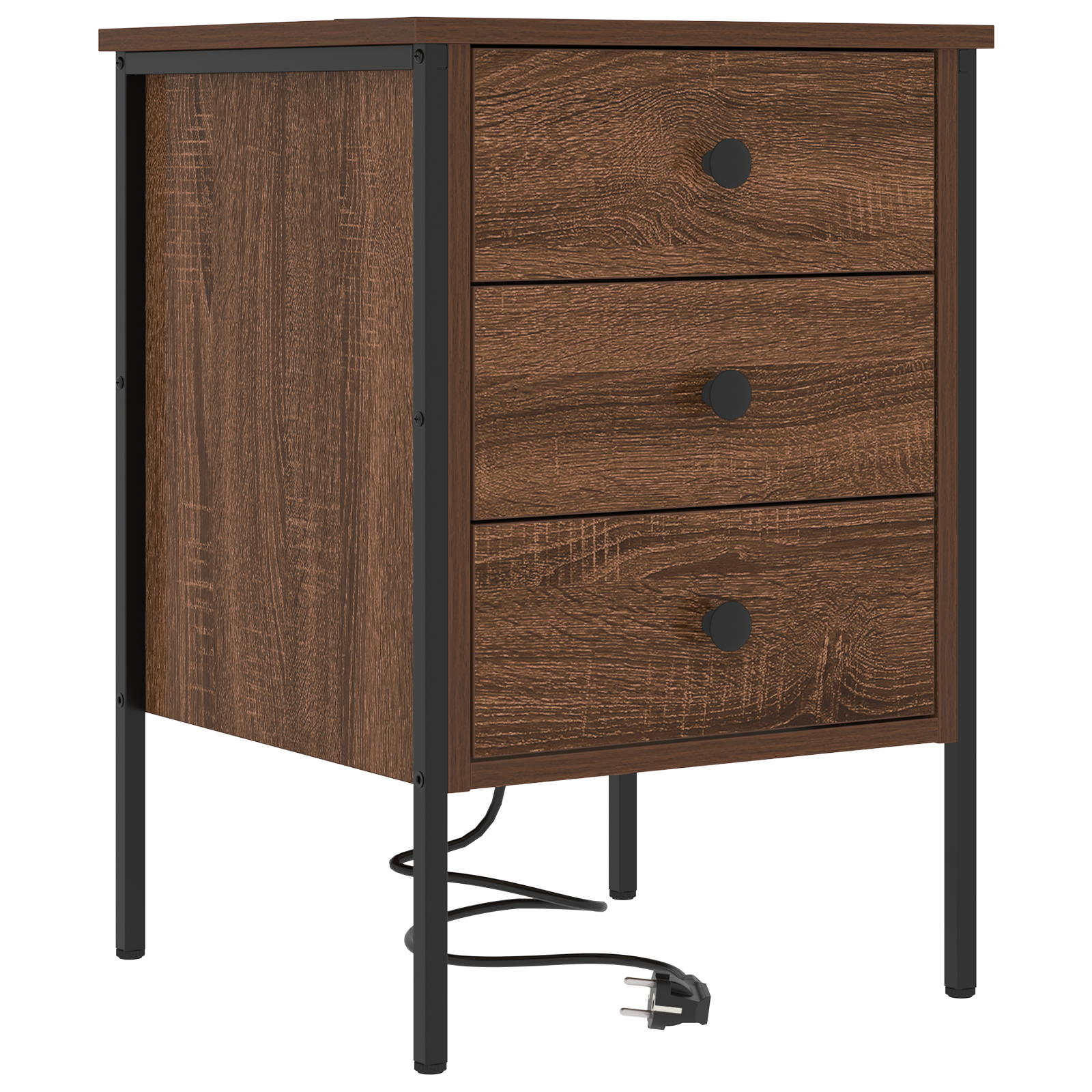 Nachtkastje bruin eikenkleur 42 x 41 x 61 cm Bewerkt hout