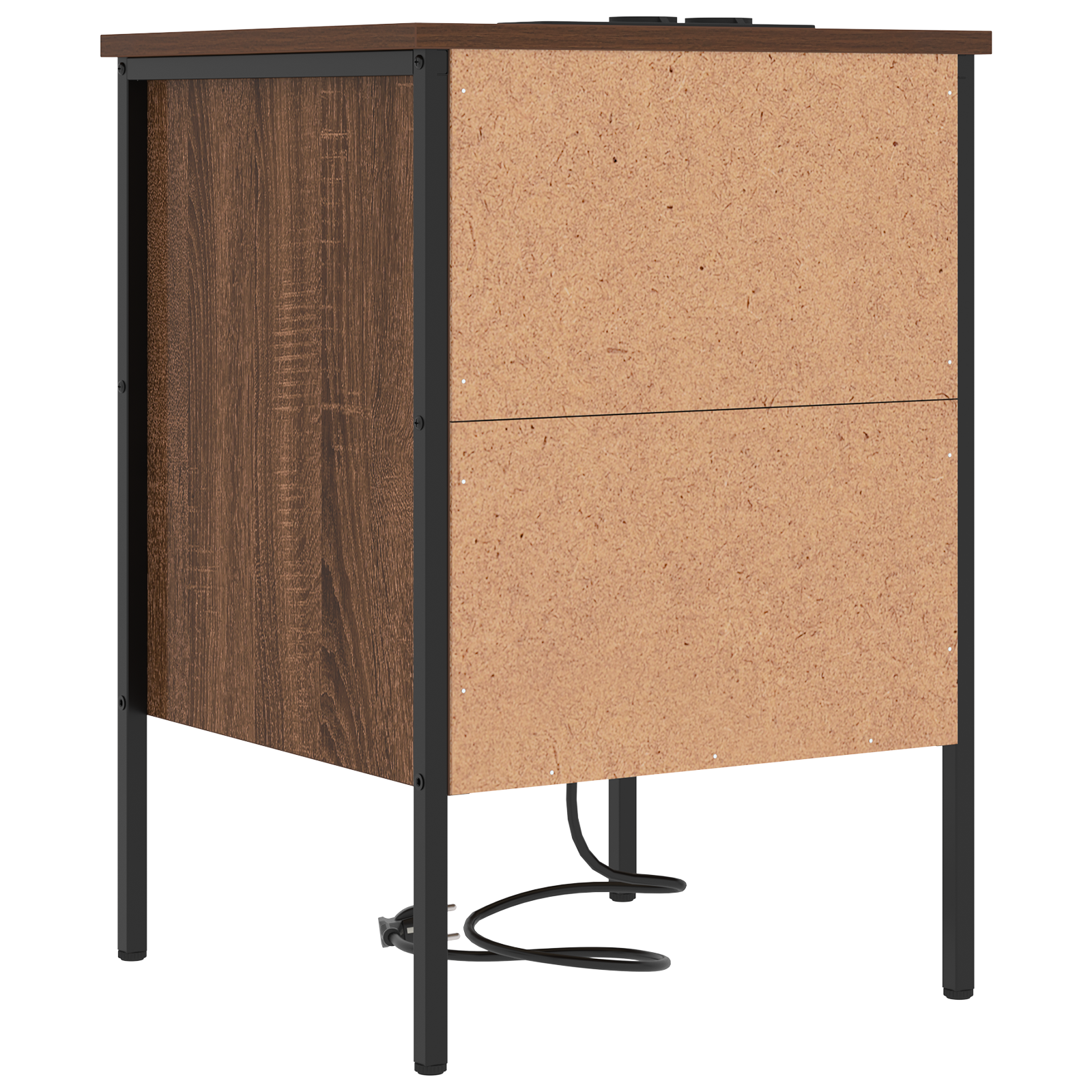 Nachtkastje bruin eikenkleur 42 x 41 x 61 cm Bewerkt hout
