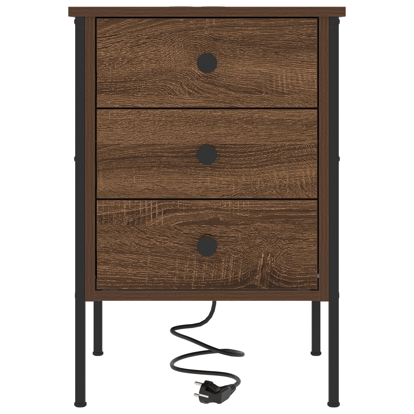 Nachtkastje bruin eikenkleur 42 x 41 x 61 cm Bewerkt hout