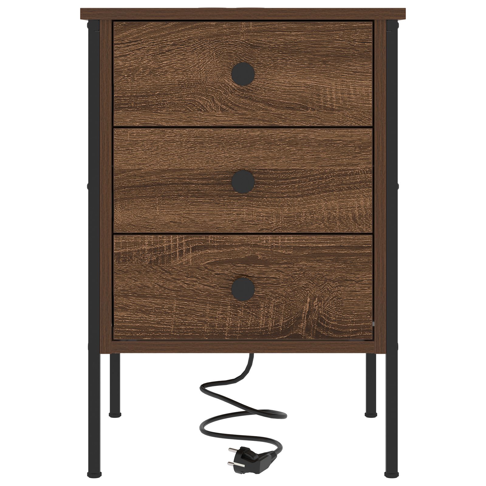 Nachtkastje bruin eikenkleur 42 x 41 x 61 cm Bewerkt hout