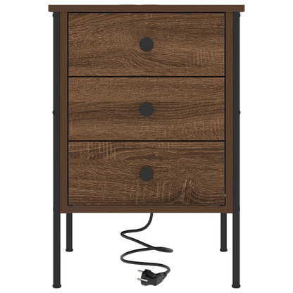 Nachtkastje bruin eikenkleur 42 x 41 x 61 cm Bewerkt hout
