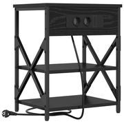 Nachtkastje zwart eiken 41x31x51 cm met oplaadstation