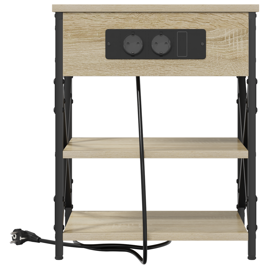 Nachtkastje met Oplaadstation 2 pcs Sonoma eiken Bewerkt hout