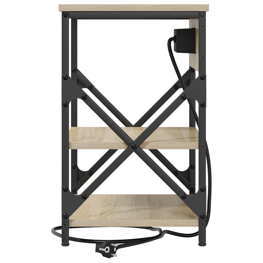 Nachtkastje met Oplaadstation 2 pcs Sonoma eiken Bewerkt hout