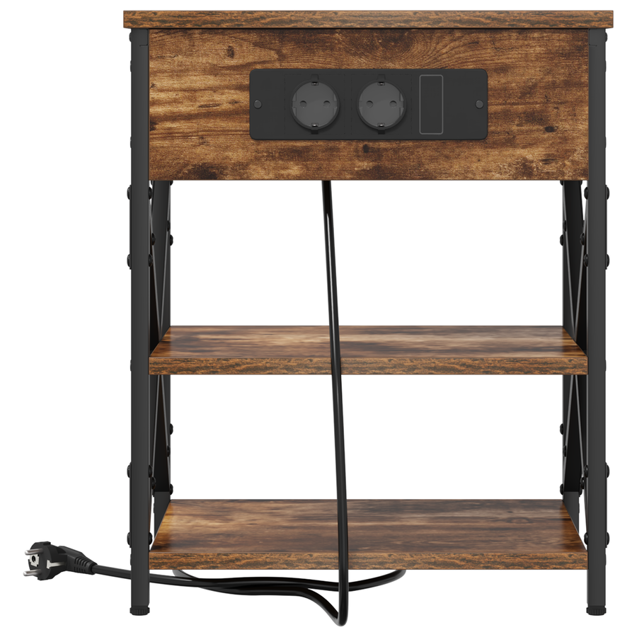 Nachtkastje met Oplaadstation 2 pcs Gerookt eiken Bewerkt hout