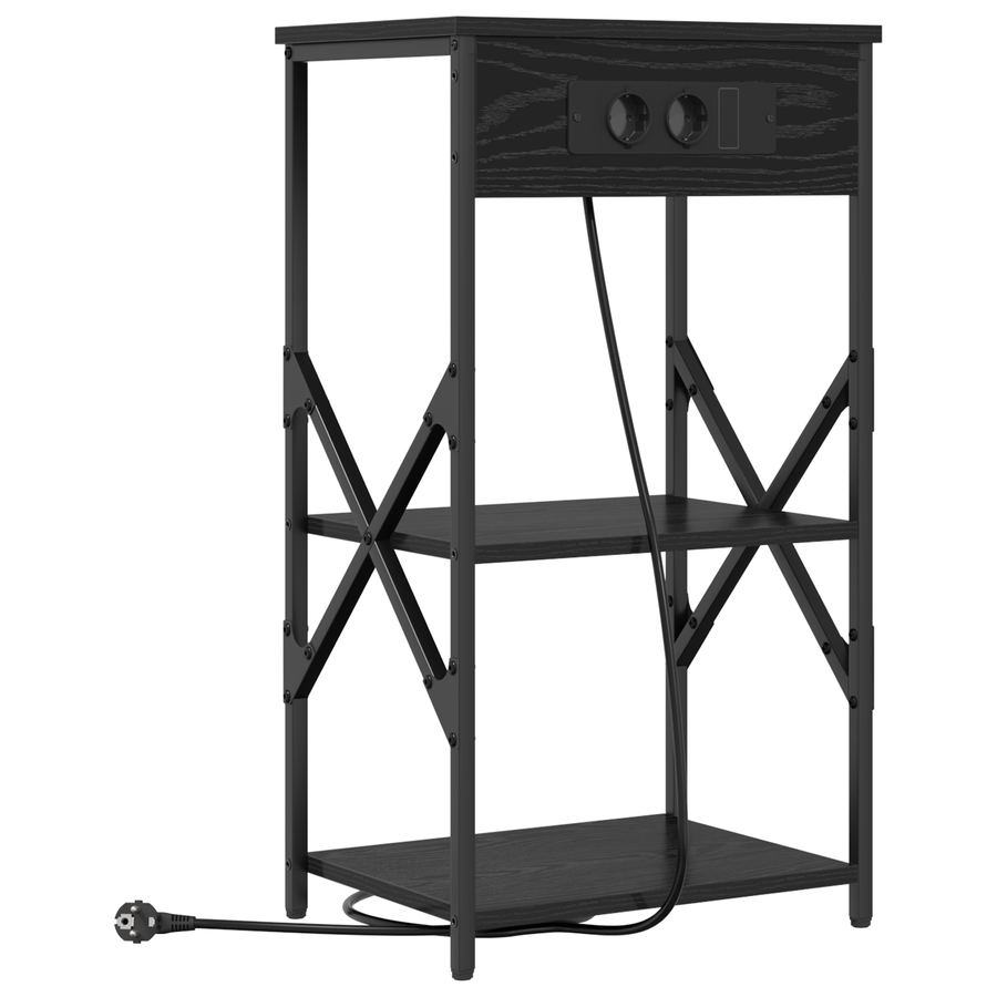 Bedside kasten 2 pcs Zwart eiken 41 x 31 x 76 cm Bewerkt hout