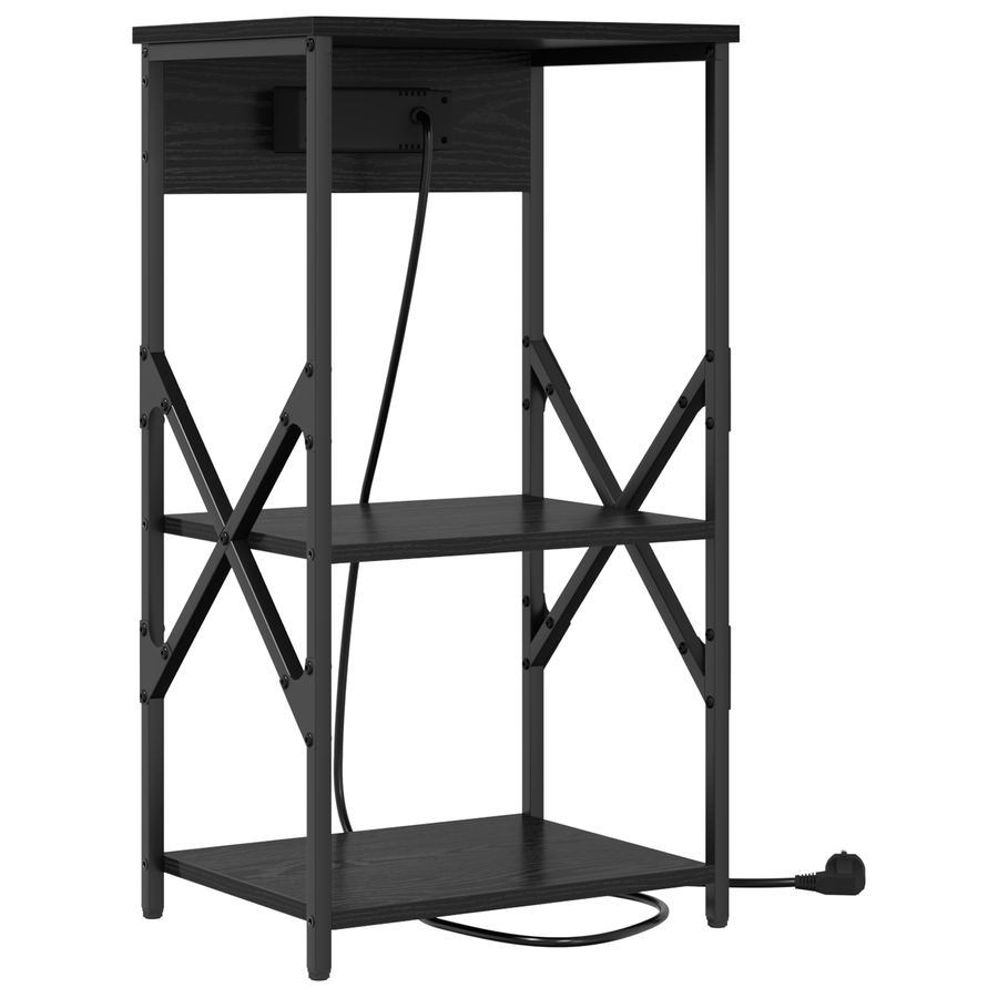 Bedside kasten 2 pcs Zwart eiken 41 x 31 x 76 cm Bewerkt hout