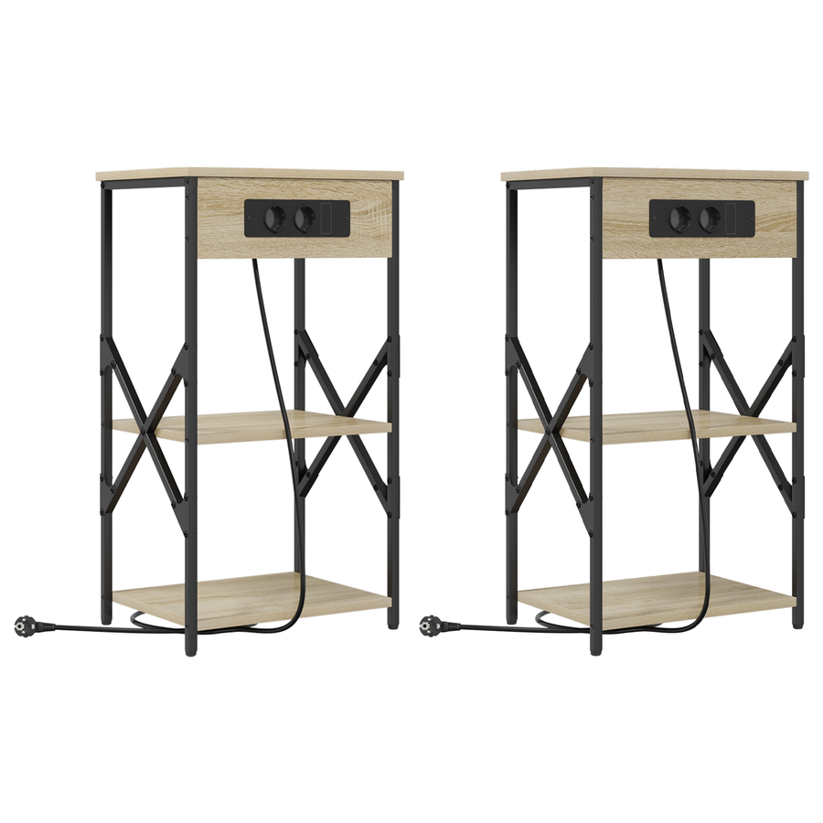 Bedside kasten 2 pcs Sonoma eiken 41 x 31 x 76 cm Bewerkt hout
