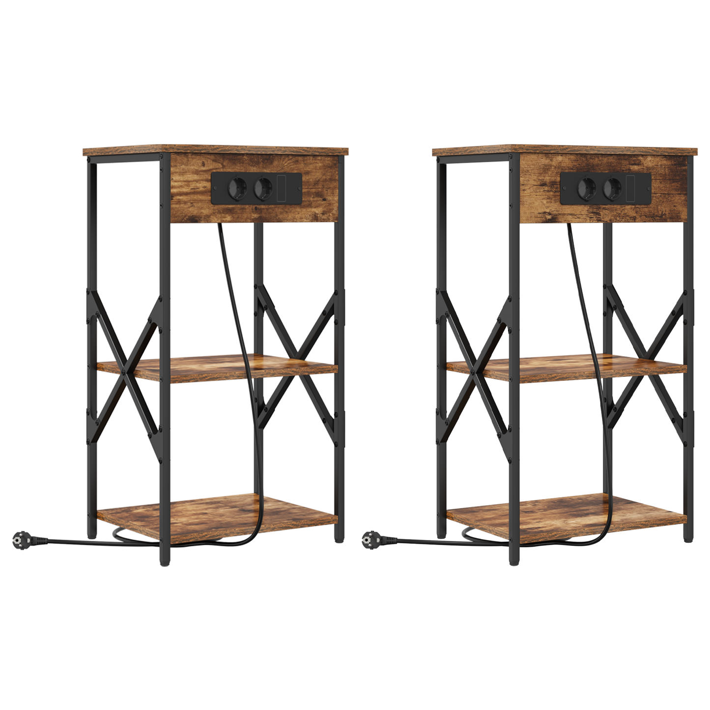 Bedside kasten 2 pcs Gerookt eiken 41 x 31 x 76 cm Bewerkt hout