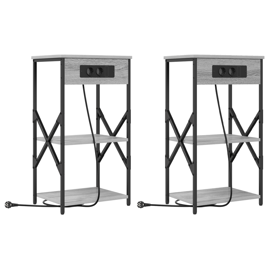 Bedside kasten 2 pcs Grijs sonoma 41 x 31 x 76 cm Bewerkt hout